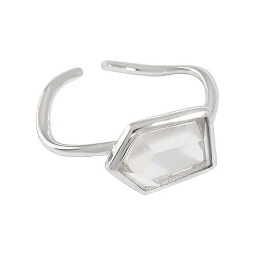 Real 925 Sterling Silver Geometric Natural White Crystal Rings Women Finger Jewelry 2021, Wedding Party Ring Woman Accessories