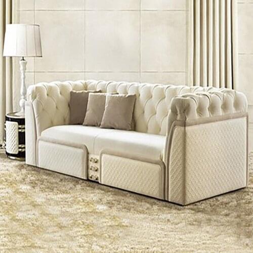 Villa living room Nordic light luxury imported cowhide sofa Italian minimalist leather art fabric solid wood furniture awesome