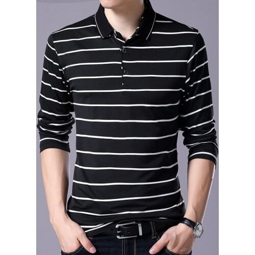 Striped Polo Shirt Men 2020 Spring 95% Cotton Mens Polo Shirt Male Long Sleeve Casual Shirt Mens Turn Down Collar Polos 3XL