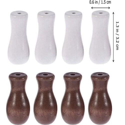 8pcs Window Blinds Wood Cord Knobs/Tassels Cord Wooden Hanging Ball Blind Small Pendants DIY Home Decoration 4 White+4 Brown