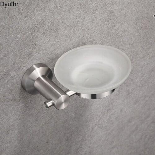 DyuIhr modern minimalist round chrome wall-mounted stainless steel soap dish soap net rack bathroom accessories