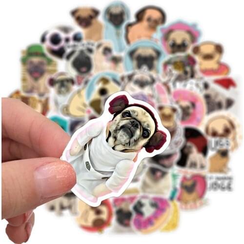 10/50pcs Pugs cute animal dog stickers luggage skateboards graffiti decals car styling laptop bike toy DIY Scrapbooking
