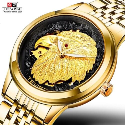 TEVISE Gold Eagle automatic watch Man Luxury Mechanical man watch 2020 Self Wind Luminous Waterproof men watches 9006
