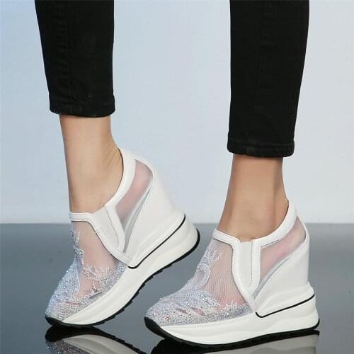 Summer Fashion Sneakers Women Genuine Leather Wedges High Heel Roman Gladiator Sandals Female Breathable Platform Pumps Shoes