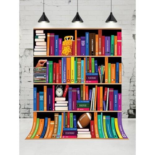 VinylBDS Bookshelf Color Books Fotografia Photography Backdrops Newborn Baby Photo Studio Library Background for Children Props