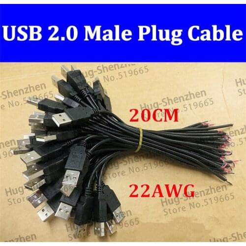 High quality USB2.0 male charging cable ST charging cable with 20CM 22AWG wire for keyboard/phone/mp3/mp4 ---100pcs/lot