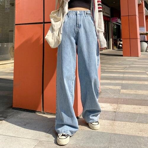 Women Jeans High Waist Clothes Wide Leg Denim Pants Blue Streetwear Vintage Quality 2021 New Fashion Harajuku Straight Mom Jeans