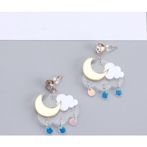 Womens Fashion Cloud Acylic Earrings 2021 New Cute Female Moon Raindrop Drop Dangle Earrings Best Friend Gifts