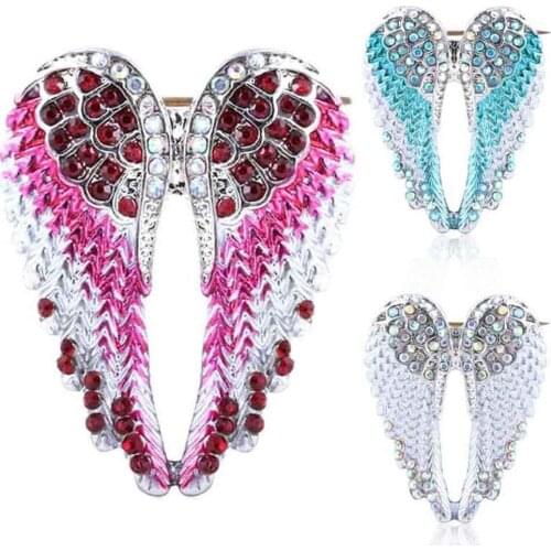 Women Rhinestone Inlaid Angel Wing Brooch Pin Cardigan Scarf Corsage Badge Decor Vintage Special Design Jewelry Decor Accessory