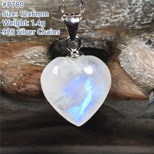 Natural Blue Light Moonstone Pendant Necklack Jewelry For Women Men 14x6mm Beads Crystal Healing Love Stone Silver Chains AAAAA