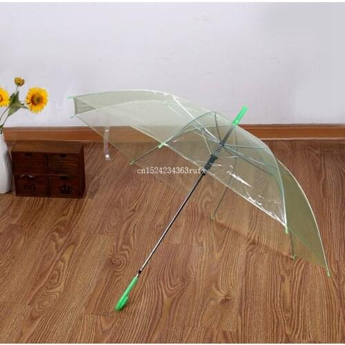 100pcs Transparent Women Umbrella Long Handle Girls Sunny Rainy Umbrellas Semi-automatic Portable Size Rain Gear