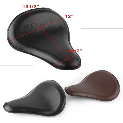 ​13 1/2"x12" Motorcycle Solo Slim Black Large Leather Seat For Harley Bobber Chopper Custom Black/Brown