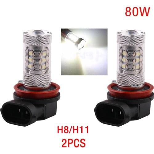 2pcs 80W LED Light Bulb H8/H11 9006 9005 H7 H4 H3 H1 2828 SMD Super Bright 12V LED Car Headlight Fog Light DRL Lamp Bulb