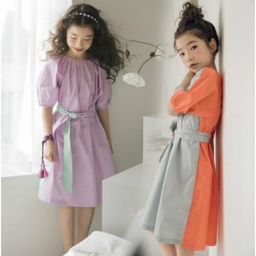 2020 Summer big Girls Dress Colorblock Cotton Teens Kids Princess Party Frocks Fashion Children Clothes Mother Daughter Dress