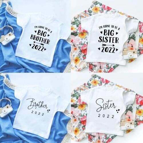 2022 Baby Announcement Toddler Shirt Big Brother Sister TShirt Big Brother/Sister Loading 2022 T Shirt Sibling Shirt Drop Ship