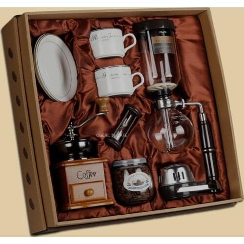 360ml Coffee bean Steel core grinder Mill Suction pot coffee Syphon machine 2 sets of bone cups Gift package wooden hourglass
