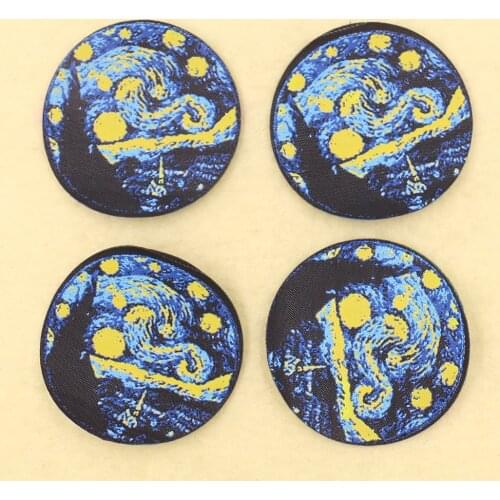 5PCS Starry Sky Badges Patches Round Embroidery Applique for Clothing Iron on Patch Handcraft Cloth Stickers Fabric Accessories