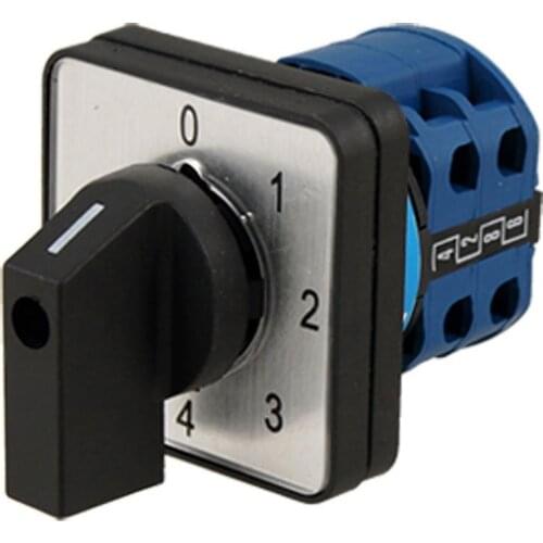 8 Terminals 5 Positions Master Control Rotary Cam Switch 20A Black+Blue