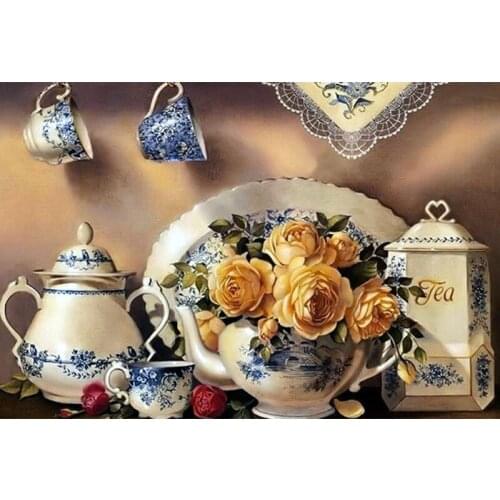 Full Square/Round Drill 5D DIY Diamond Painting Teacup flower Embroidery Cross Stitch 5D Home Handmade Decor Gift