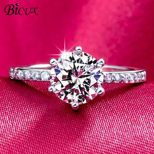 BICUX Classic Engagement Ring 6 Claws Design AAA White Cubic Zircon Fashion Female Women Wedding Band Rings 2019 Jewelry