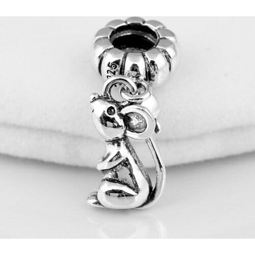 Original Vintage Cute Chinese Zodiac Rat Mouse Pendant Beads Fit 925 Sterling Silver Bead Charm Bracelet Diy Jewelry