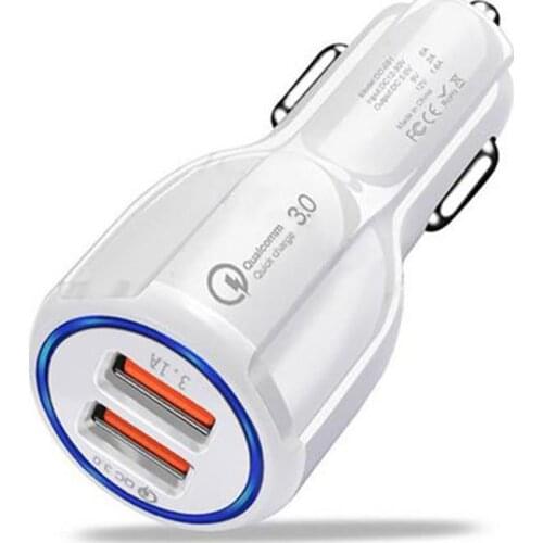 18W Fast Mobile Phone Car Charger Car Charging Adapter With LED Display Quick Charge 3.0 Universal Dual USB Car Charger