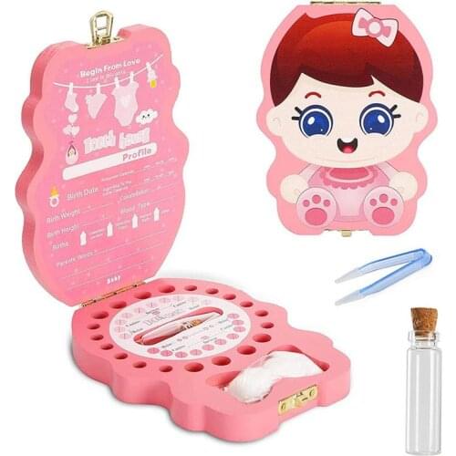 Wooden Baby Tooth Box Lovely Wooden Milk Teeth Box Umbilical Organizer Storage Boys Girls Souvenir Case Baby Gifts #20