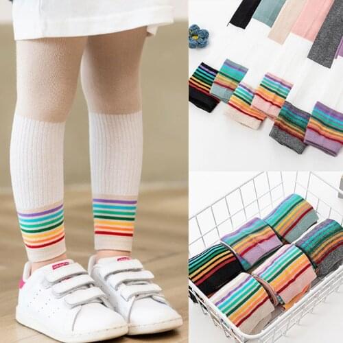 Girls Leggings 2020 Rainbow Leggings For Kids Cotton Baby Leggins Children Knitting Pants Clothing 1-9T