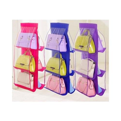 Double-sided Six-layer Bag Six-port Handbag Receiving and Finishing Bag Hanging Multi-layer Perspective Dustproof