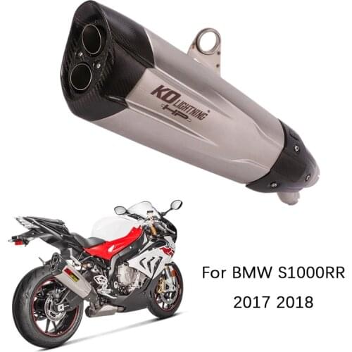 33mm/49mm Dual-outlet Muffler for BMW S1000RR 2017 2018 Motorcycle Exhaust Pipe Slip On Original Catalyst Carbon Fiber Escape
