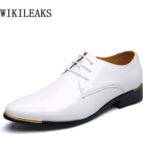 Italian Business Mens Shoes Patent Leather Black Oxford Shoes For Men Formal Wedding Dress Shoes Zapatos Hombre Chaussure Homme