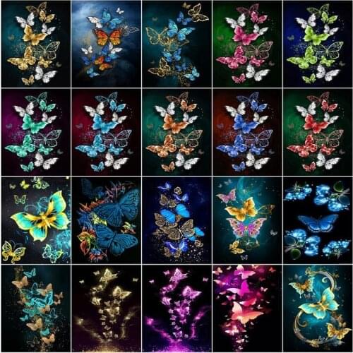 CHENISTORY Paint By Number Butterfly Drawing On Canvas Handpainted Painting Art GiftDIY Pictures By Number Animal Kits Home Dec