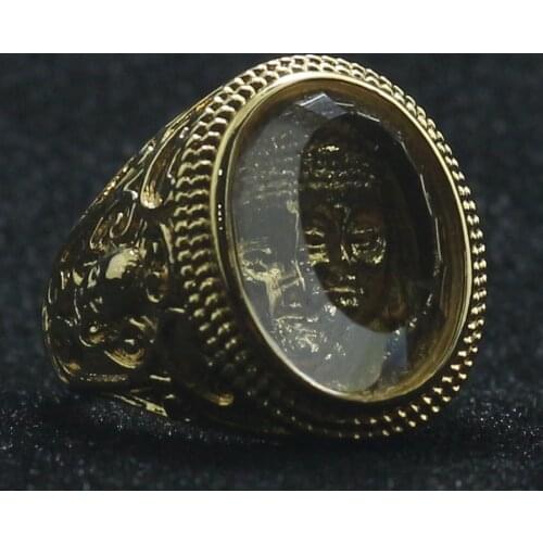 Unisex 316L Stainless Steel Cool Newest Gold-Color Buddha Newest Ring