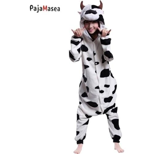 Pajamasea Cow Kigurumi Cartoon Jumpsuit Animal Onesie Pajamas For Women Stage Performance Suit Romper Nighte Cosplay Costume