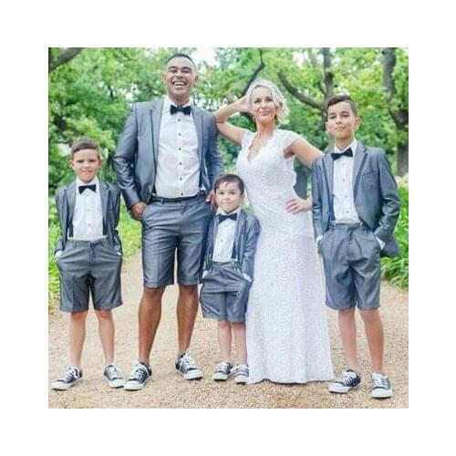 Summer Boys Suits With Short Pant Weddings Children Suit Kid Wedding Prom Suits Blazers For Boys 2 Pcs (Jacket+Pants+Tie )