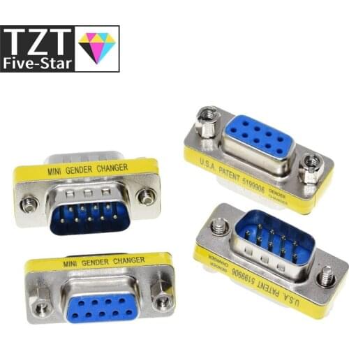 DB9 9Pin Male to Male/Female to Female/Male to Female Mini Gender Changer Adapter RS232 Serial plug Com Connector