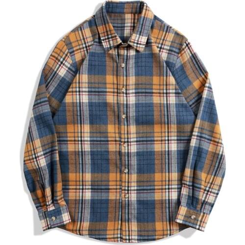 Mens Yarn Dyed Plaid Long Sleeve Shirt Leisure Men Slim Fit Cotton Casual Shirts Tops Mens Clothing Fashion Brand M-3XL