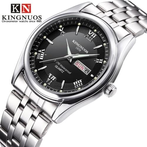 Male Wristwatches Relogio Masculino Luxury Brand Stainless Steel Analog Display Date Week Waterproof Mens Quartz Watch Business