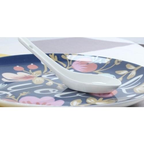 6pcs set, plain white bone china chinese rice scoop spoon, ceramic kis soup spoon, korean ice cream ladle, porcelain dinner baby