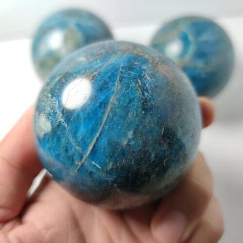 6-7cm Natural Blue Apatite Stone Sphere Crystal Reiki Healing Ball