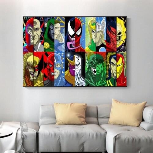 Marvel Superhero Figure Painting Wall Art Print Posters Avengers Prints Painting for Living Room Corridor Canvas Comics Decor