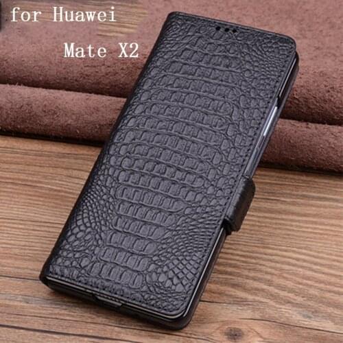 Luxury Genuine Leather Case for Huawei Mate X2 Magnetic Flip Phone Cover for Huawei Matex2 Crocodile Fashion Funda Skin coque