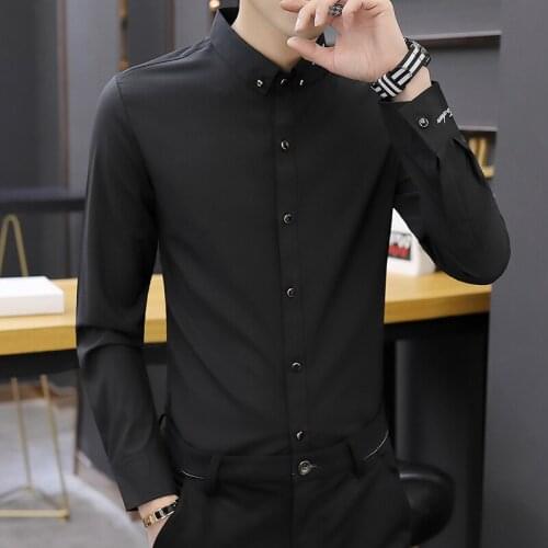 Plus Size 6XL 5XL 4XL Autumn Thin Section Smart Casual White Shirt Mens Fashion Clothing Trends Casual Solid Men Clothing