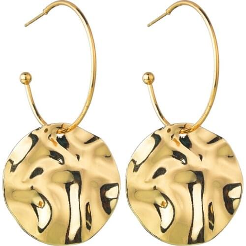 Irregular Round Sequined Pendant Earrings Fashion Wave Stitching Disc Earrings Female Personality Jewelry Accessories BOHO Gifts