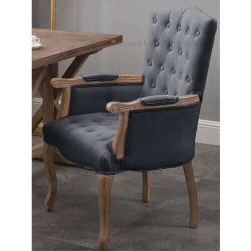 Customized American Style Solid Wood Study Chair Retro Made European Single Dining Chair Coffee Shop Hotel Computer Armchair Tig