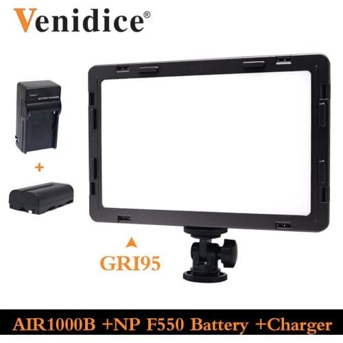 Mcoplus Air-1000B LED Video Light CRI 95 Display Bi-Color&Dimmable Slim on camera for Sony Canon Nikon Panasonic+NP-F550 Battery
