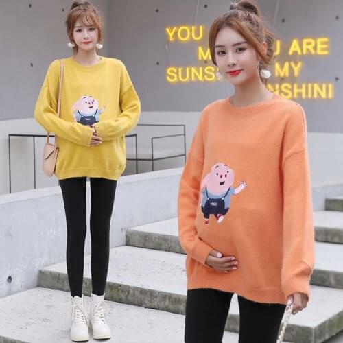 Autumn Winter Large Size Loose Warm Knitted Maternity Sweaters Pullovers Clothes for Pregnant Women Pregnancy Clothing Factory