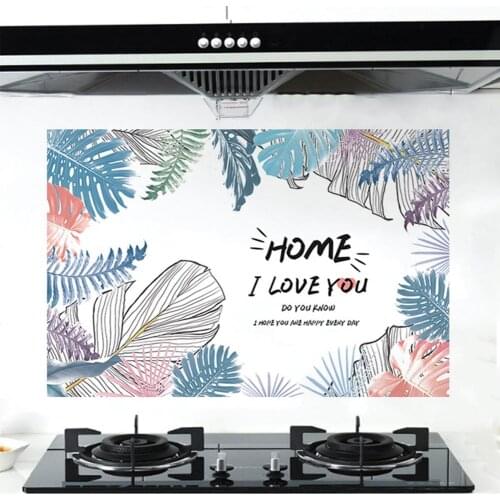 Anti-oil Heat Resistant Home Letter Leaf Wall Tile Sticker Kitchen Decal Decor Oil Proof Sticker Wallpaper