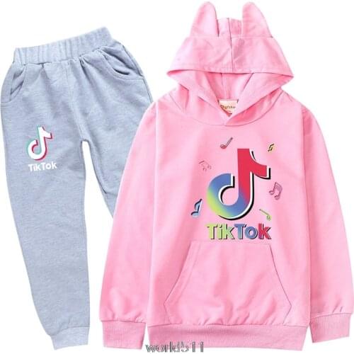 Spring And Autumn Childrens Clothing Tik Tok 3D Printing Suit Hooded Top + Pants 2-Piece Sports Suit Casual Baby Suit Boy