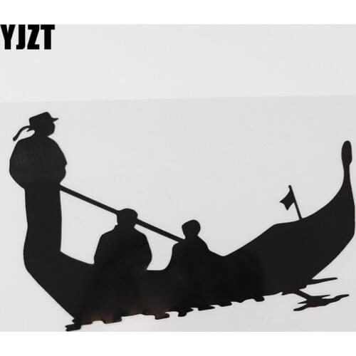 YJZT 17.1CMX11.9CM Venetian Boat Gondolier Decal Vinyl Car Sticker Black/Silver 8A-1142